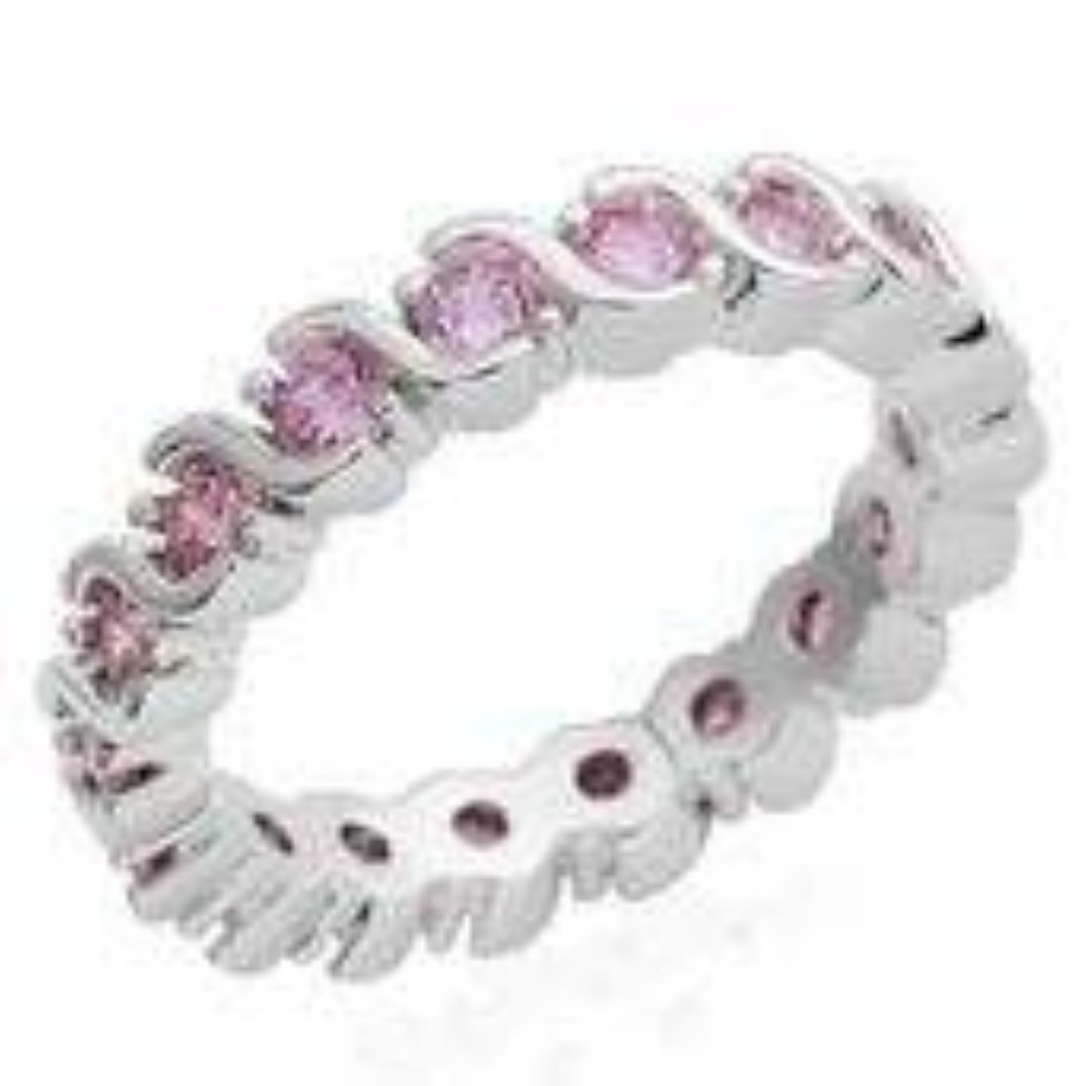 Simulated Pink Diamond Eternity Ring  NIB!